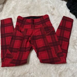 Strut This Leggings Red Plaid Sz SM